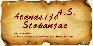 Atanasije Stopanjac vizit kartica